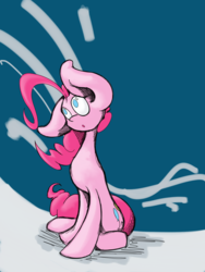 Size: 1800x2400 | Tagged: safe, artist:enzymedevice, pinkie pie, g4, :o, female, floppy ears, head tilt, open mouth, sitting, solo