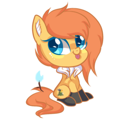 Size: 900x900 | Tagged: safe, artist:peachesandcreamated, oc, oc only, oc:forest flames, earth pony, pony, chibi, colored pupils, ear fluff, female, mare, simple background, sitting, smiling, solo, tongue out, transparent background