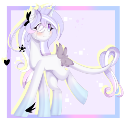 Size: 1946x1911 | Tagged: safe, artist:clefficia, oc, oc only, pony, unicorn, augmented tail, bandage, blushing, female, mare, solo