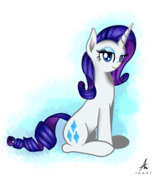 Size: 2000x2300 | Tagged: safe, artist:truffle shine, rarity, pony, unicorn, g4, eyeshadow, female, high res, looking at you, makeup, signature, sitting, solo