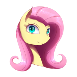 Size: 1200x1200 | Tagged: safe, artist:laptop-pone, fluttershy, pegasus, pony, g4, bust, female, looking at you, simple background, smiling, solo, white background