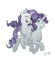 Size: 600x652 | Tagged: safe, artist:bypenandhoof, rarity, pony, unicorn, g4, elusive, female, male, mare, one eye closed, ponies riding ponies, riding, rule 63, self ponidox, self riding, selfcest, ship:rarilusive, shipping, simple background, stallion, straight, white background, wink