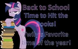 Size: 960x604 | Tagged: artist needed, safe, twilight sparkle, g4, back to school, bipedal, book, bookhorse, female, january, school, school holidays, school term, solo, text, that pony sure does love books