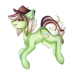 Size: 2000x2000 | Tagged: safe, artist:kurochhi, oc, oc only, oc:keylime, earth pony, pony, hat, high res, male, simple background, solo, stallion, transparent background
