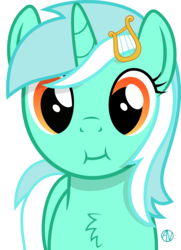 Size: 2018x2795 | Tagged: safe, artist:arifproject, lyra heartstrings, pony, unicorn, g4, :i, arif's scrunchy pone, cheek puffing, chest fluff, cute, female, high res, looking at you, mare, simple background, solo, transparent background, vector