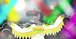 Size: 3522x1802 | Tagged: safe, artist:franciska1991, king sombra, g4, clothes, disco, disco ball, male, solo