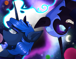 Size: 1155x890 | Tagged: safe, artist:tf-kidonightmare, nightmare moon, princess luna, g4, duality, female, moon, night, solo