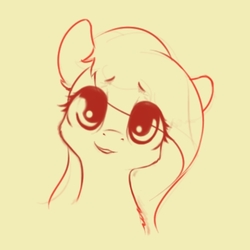 Size: 600x600 | Tagged: safe, artist:freeedon, fluttershy, g4, bust, female, head tilt, looking at you, monochrome, portrait, simple background, sketch, solo, wip