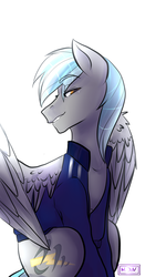 Size: 3000x5000 | Tagged: safe, artist:moon, oc, oc only, oc:thunder light, pegasus, pony, clothes, high res, lust, male, simple background, solo, stallion, white background, wings