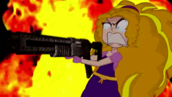 Size: 1920x1080 | Tagged: safe, artist:tweenanimations studios, adagio dazzle, equestria girls, g4, angry, female, gun, needs more jpeg, shotgun, solo, weapon