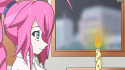 Size: 560x315 | Tagged: safe, artist:achaoticdotstar, pinkie pie, human, animated, anime, blowing, candle, female, frame by frame, gif, good night, humanized, night, solo, x), xd