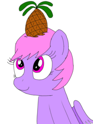 Size: 1200x1600 | Tagged: safe, artist:toyminator900, oc, oc only, oc:melody notes, pegasus, pony, food, looking up, pineapple, simple background, solo, transparent background