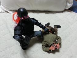 Size: 850x637 | Tagged: safe, pinkie pie, human, anthro, g4, ball jointed doll, brushable, irl, photo, riot gear, toy, toy mods, wat