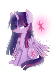 Size: 1098x1501 | Tagged: safe, artist:windymils, twilight sparkle, alicorn, pony, g4, cute, female, simple background, sitting, solo, tears of joy, twiabetes, twilight sparkle (alicorn), white background