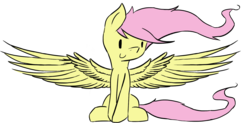 Size: 1646x812 | Tagged: safe, artist:fajnyziomal, fluttershy, pegasus, pony, g4, c:, female, simple background, smiling, solo, spread wings, transparent background, windswept mane, wings