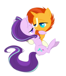 Size: 1024x1170 | Tagged: safe, artist:rainspeak, starlight glimmer, sunburst, pony, unicorn, g4, colored pupils, cute, female, glimmerbetes, heart eyes, looking at each other, male, mare, ship:starburst, shipping, simple background, stallion, straight, transparent background, wingding eyes
