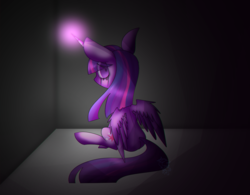 Size: 1280x1000 | Tagged: safe, artist:jisuppe, twilight sparkle, alicorn, pony, g4, female, magic, makeup, running makeup, sitting, solo, twilight sparkle (alicorn)