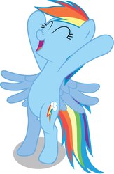 Size: 1280x1965 | Tagged: dead source, safe, artist:chubble-munch, rainbow dash, pegasus, pony, applebuck season, g4, bipedal, cute, dashabetes, eyes closed, female, hooves in air, mare, simple background, solo, spread wings, standing up, vector, white background