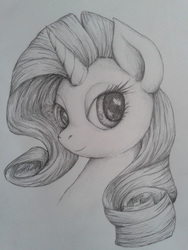 Size: 1920x2560 | Tagged: safe, artist:thebowtieone, rarity, g4, bust, female, monochrome, portrait, solo, traditional art