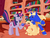 Size: 800x611 | Tagged: safe, artist:kinla, twilight sparkle, oc, oc:thunder rider, genie, pony, unicorn, g4, armband, armor, bottle, commission, golden oaks library, magic, smoke, unshorn fetlocks