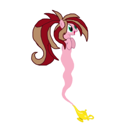 Size: 1152x1152 | Tagged: safe, artist:motownwarrior01, oc, oc only, oc:red velvet, genie, genie pony, base used, lamp, ponytail, smiling, solo