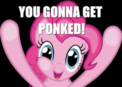 Size: 1059x755 | Tagged: safe, pinkie pie, g4, female, fourth wall, fourth wall pose, happy, image macro, looking at you, meme, ponk, smiling, solo