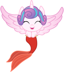 Size: 1501x1681 | Tagged: safe, artist:cloudy glow, princess flurry heart, mermaid, merpony, g4, clothes, clothes swap, cosplay, costume, crossover, cute, disney, eyes closed, female, filly, flurrybetes, foal, happy, mermaid tail, open mouth, open smile, princess melody, simple background, smiling, solo, the little mermaid, the little mermaid 2: return to the sea, transparent background, vector