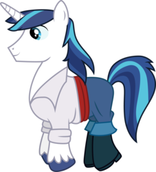 Size: 1501x1652 | Tagged: safe, artist:cloudy glow, shining armor, pony, g4, clothes, clothes swap, cosplay, costume, crossover, disney, male, pants, prince eric, shirt, simple background, smiling, solo, stallion, the little mermaid, transparent background, vector, white shirt