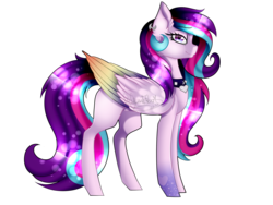 Size: 1600x1200 | Tagged: safe, artist:minelvi, oc, oc only, pegasus, pony, collar, colored wings, ear piercing, eyelashes, female, mare, multicolored wings, pegasus oc, piercing, simple background, smiling, solo, transparent background, wings