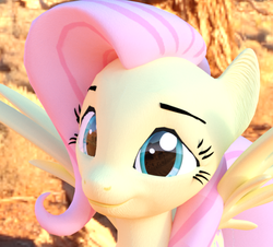 Size: 640x578 | Tagged: safe, artist:littlefisky, fluttershy, g4, 3d, female, smiling, solo, spread wings