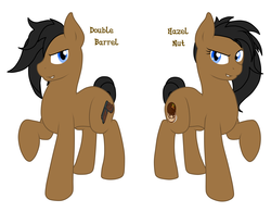 Size: 4353x3393 | Tagged: safe, artist:glacierfrostclaw, oc, oc only, oc:double barrel guncakes, oc:hazel nut guncakes, earth pony, pony, fallout equestria, guncakes, high res, twins