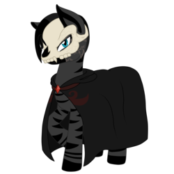 Size: 5000x5000 | Tagged: safe, artist:glacierfrostclaw, oc, oc only, oc:kifu kwato, zebra, fallout equestria, absurd resolution, cloak, clothes, female, mare, mask, necromancer, scar, simple background, skull, solo, transparent background