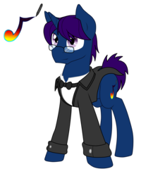 Size: 3897x4500 | Tagged: safe, artist:glacierfrostclaw, oc, oc only, oc:duskstroke serenade, pony, unicorn, absurd resolution, clothes, glasses, simple background, solo, transparent background, tuxedo