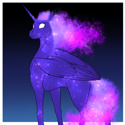 Size: 700x700 | Tagged: safe, artist:foxenawolf, oc, oc only, alicorn, pony, frown, gradient background, looking back, solo, stars, wide eyes