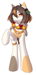 Size: 875x1824 | Tagged: safe, artist:ponyinsideme, oc, oc only, pony, bell, bell collar, collar, holly, jingle bells, raised hoof, simple background, solo, transparent background