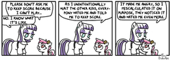 Size: 650x228 | Tagged: safe, artist:foudubulbe, maud pie, oc, oc:molly coddle, pony, comic:damp rocks, g4, comic, dialogue, hug, monochrome, one eye closed, partial color