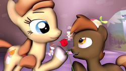 Size: 3840x2160 | Tagged: safe, artist:viranimation, button mash, pipsqueak, zippoorwhill, oc, oc:cream heart, earth pony, pony, g4, 3d, arcade, canon x oc, colt, earth pony oc, female, flower, foal, high res, hoof polish, implied incest, implied shipping, incest, male, mare, mother and son, nail polish, rose, ship:buttoncest, shipping, source filmmaker