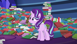 Size: 640x369 | Tagged: safe, screencap, starlight glimmer, pony, unicorn, every little thing she does, g4, book, cute, female, glimmerbetes, mare, smiling, solo