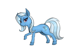 Size: 1169x826 | Tagged: safe, artist:darkhestur, trixie, pony, unicorn, g4, dock, female, lidded eyes, looking at you, mare, raised hoof, simple background, smirk, solo, white background