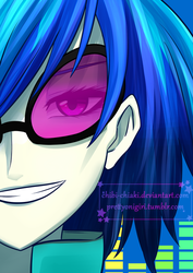 Size: 600x849 | Tagged: safe, artist:chokico, dj pon-3, vinyl scratch, equestria girls, g4, clothes, female, grin, smiling, solo, sunglasses