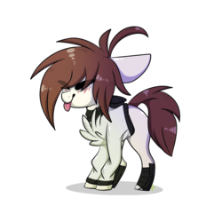 Size: 2048x2048 | Tagged: safe, artist:umiimou, oc, oc only, earth pony, pony, chest fluff, clothes, eyes closed, female, high res, mare, simple background, solo, tongue out, transparent background