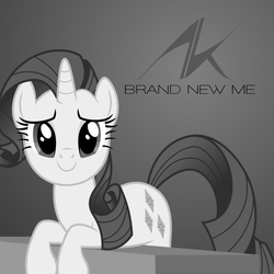 Size: 800x800 | Tagged: safe, artist:dashiesparkle, artist:penguinsn1fan, rarity, g4, album, album cover, alicia keys, cover, female, monochrome, parody, solo