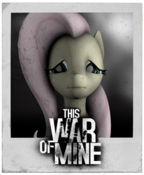 Size: 810x985 | Tagged: safe, artist:pavelgun93, fluttershy, g4, 3d, bust, female, photo, polaroid, portrait, sad, solo, source filmmaker, this war of mine