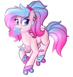 Size: 800x848 | Tagged: safe, artist:aniowo, oc, oc only, oc:faylinn, gradient mane, roller skates, simple background, solo, transparent background