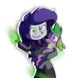 Size: 961x1000 | Tagged: safe, artist:fj-c, rarity, spike, dog, equestria girls, g4, inspiration manifestation, corrupted, evil grin, female, grin, inspirarity, magic, male, messy hair, possessed, simple background, smiling, smirk, spike the dog, transparent background