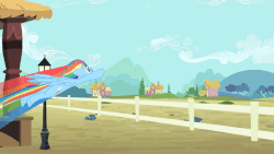 Size: 595x335 | Tagged: safe, screencap, rainbow dash, the lone lampman, pony, g4, three's a crowd, animated, female, flying, gif, solo