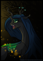 Size: 846x1204 | Tagged: dead source, safe, artist:winterdominus, queen chrysalis, changeling, changeling queen, g4, bust, female, solo