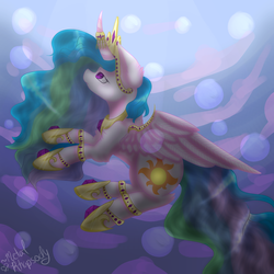 Size: 2800x2800 | Tagged: safe, artist:zombiecupcake101, princess celestia, pony, g4, female, high res, horn, horn ring, solo, spread wings