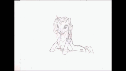 Size: 854x480 | Tagged: safe, artist:queensmate, rarity, g4, animated, female, frame by frame, gif, monochrome, solo, traditional animation, traditional art