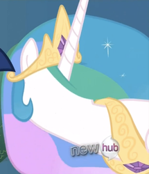 Size: 455x528 | Tagged: safe, edit, edited screencap, screencap, princess celestia, twilight sparkle, g4, keep calm and flutter on, cursed, meta, no face, solo focus, wat